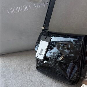 Giorgio Armani Shiny Black Crossbody Bag